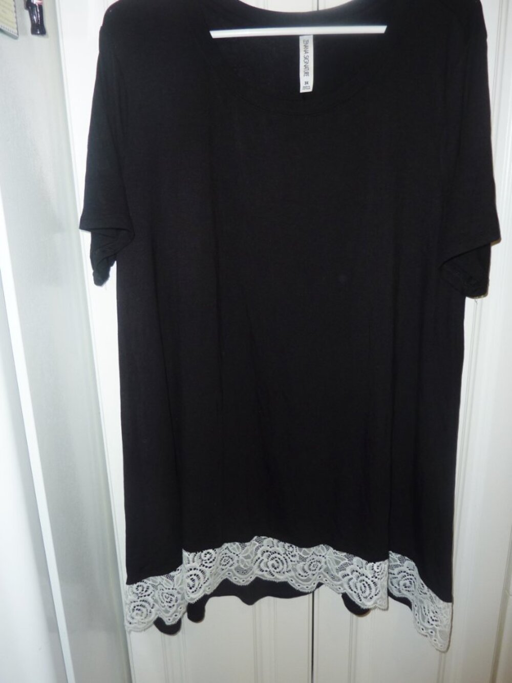 Brand New Zenana Signature Black Tunic with White Lace Hem Size 3X